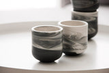 EMMA - Ceramic espresso cup in black and white marble pattern- Long