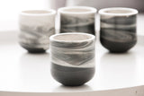 EMMA - Ceramic espresso cup in black and white marble pattern- Long