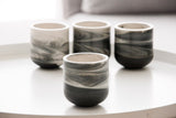 EMMA - Ceramic espresso cup in black and white marble pattern- Long