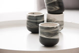 EMMA - Ceramic espresso cup in black and white marble pattern- Long