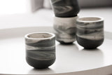 EMMA - Ceramic espresso cup in black and white marble pattern- Long