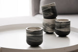 EMMA - Ceramic espresso cup in black and white marble pattern- Long