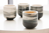 EMMA - Ceramic espresso cup in black and white marble pattern- Long