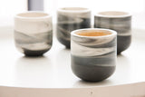 EMMA - Ceramic espresso cup in black and white marble pattern- Long