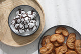 Elegant Two-Sized Serving Dish Set in black and white glossy glaze